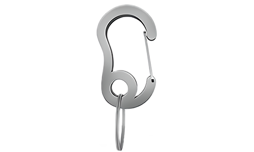 Strieborná karabína so snap háčikom a malým krúžkom, odolná, 16 x 27 mm, na uchytenie známok alebo doplnkov k obojkom.