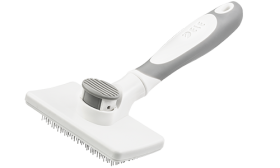 Samočistiaca kefa na psy Samočistiaca slicker kefa pre psa a mačku s výsuvnými štetinami, tlačidlový mechanizmus na jednoduché čistenie srsti.