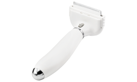 Kefa na vyčesávanie psov a mačiek Malá biela kefa na odstránenie srsti pre psa s jemnými kovovými zubami, na redukciu chlpov a odstránenie voľných chlpov.