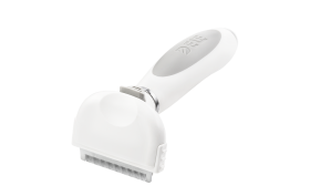 Kefa na vyčesávanie psov a mačiek Malý biely hrebeň na vyčesávanie psov s jemnými kovovými zubami a ergonomickou rukoväťou, na zníženie vypadávania srsti.