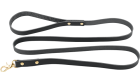 Špičkové Kožené Vodítko Pre Psa Luxusné čierne vodítko pre psa z pravej kože, dĺžka 120 cm, odolné, pevná zlatá spona na jednoduché upevnenie.
