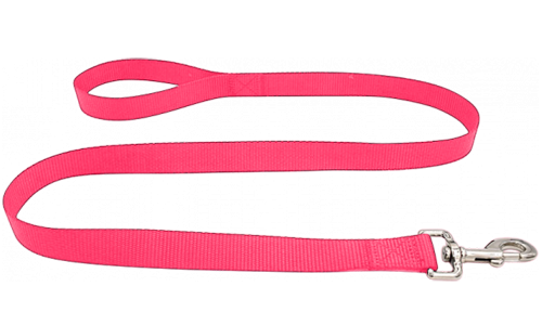 Ružové nylonové vodítko pre psa, 120 cm, ľahko umývateľné, odolné, bezpečné, s pevnou striebornou karabínou.