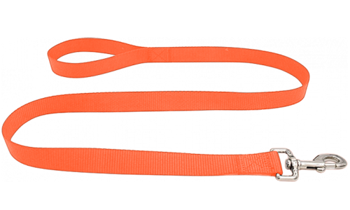 Oranžové nylonové vodítko pre psa, 120 cm, ľahko umývateľné, odolné, bezpečné, s pevnou striebornou karabínou.