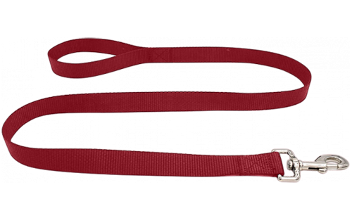 Červené nylonové vodítko pre psa, 120 cm, ľahko umývateľné, odolné, bezpečné, s pevnou striebornou karabínou.