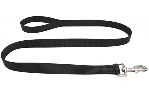 Čierne nylonové vodítko pre psa, 120 cm, ľahko umývateľné, odolné, bezpečné, s pevnou striebornou karabínou.